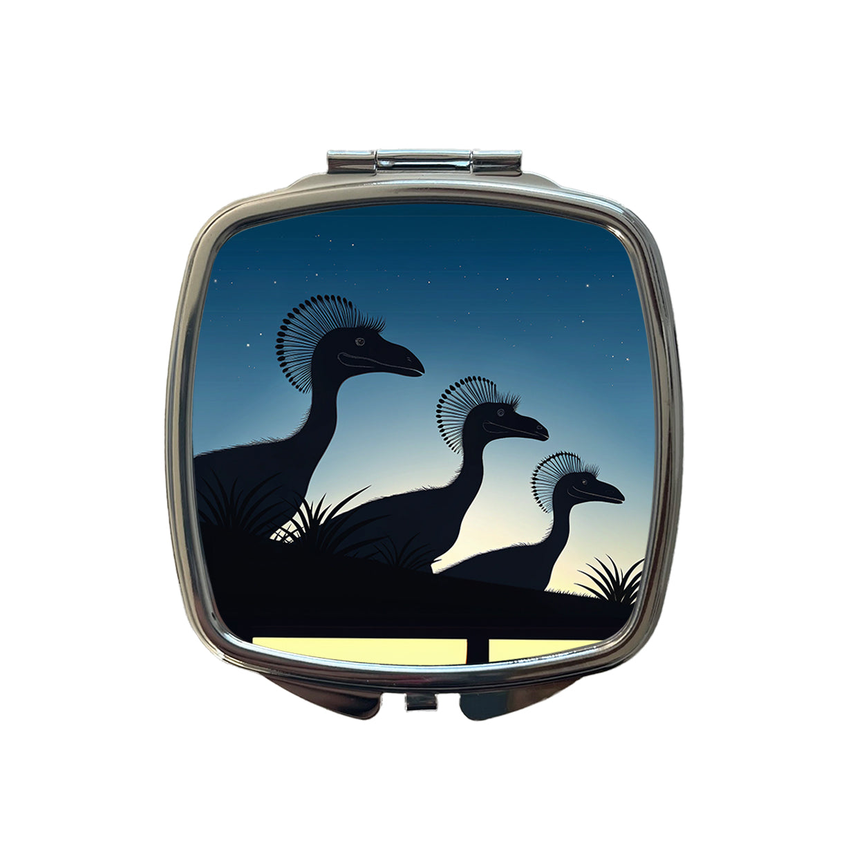 Dilophosaurus Silhouettes Night Dinosaurs Small Travel Purse Handbag Pocket Makeup Compact Mirror