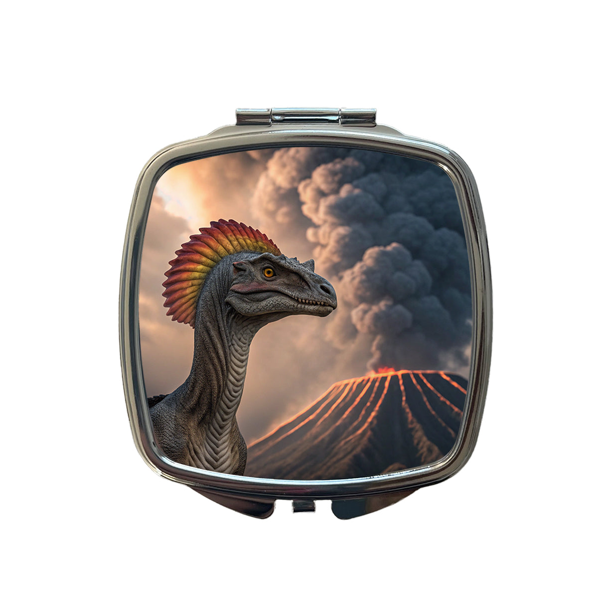 Dilophosaurus Volcano Dinosaur Small Travel Purse Handbag Pocket Makeup Compact Mirror