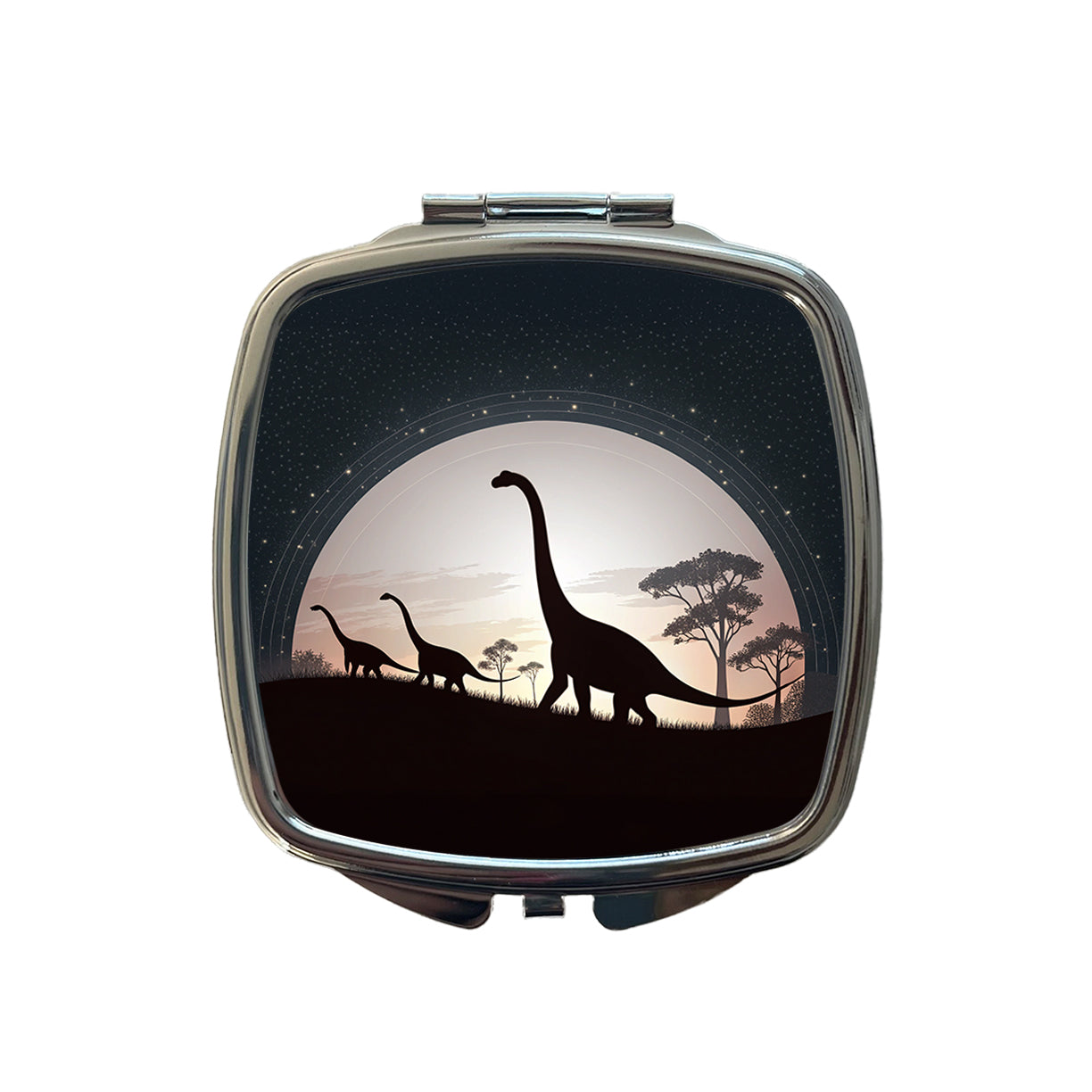 Diplodocus Silhouettes Dinosaurs Small Travel Purse Handbag Pocket Makeup Compact Mirror