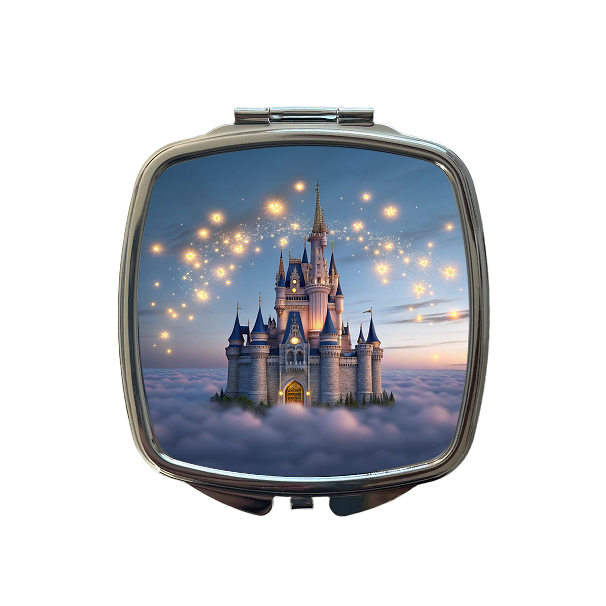 Floating Castle Above Clouds Small Travel Purse Handbag Pocket Makeup Compact Mirror