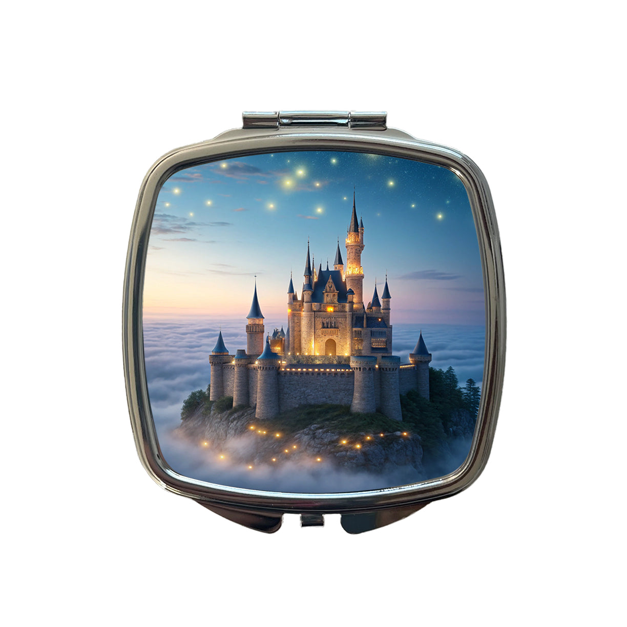 Floating Castle Magic Light Clouds Small Travel Purse Handbag Pocket Makeup Compact Mirror