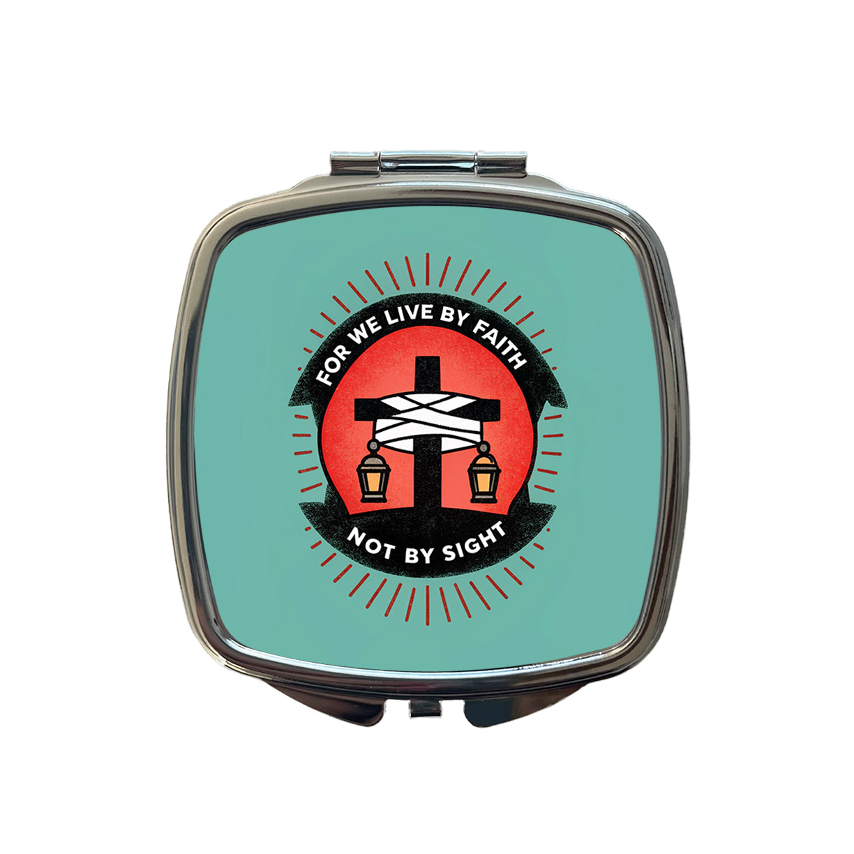 For We Live By Faith Not By Sight Bible Small Travel Purse Handbag Pocket Makeup Compact Mirror