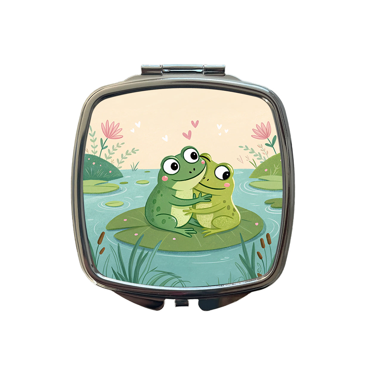 Frogs Hugging Love Small Travel Purse Handbag Pocket Makeup Compact Mirror