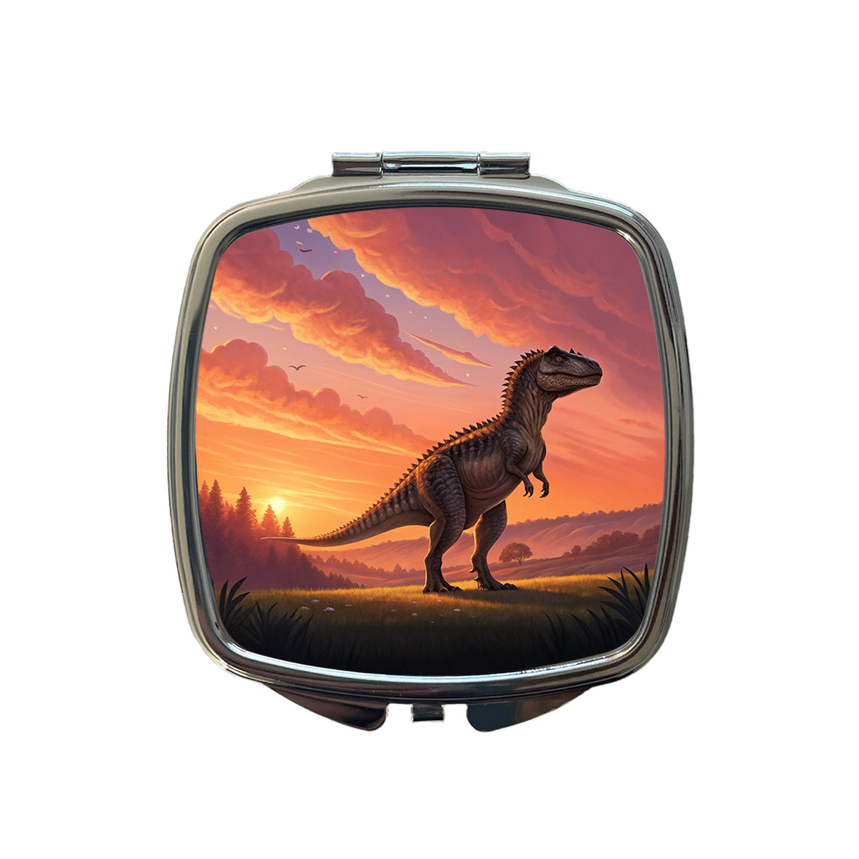 Giganotosaurus Standing Sunset Dinosaur Small Travel Purse Handbag Pocket Makeup Compact Mirror