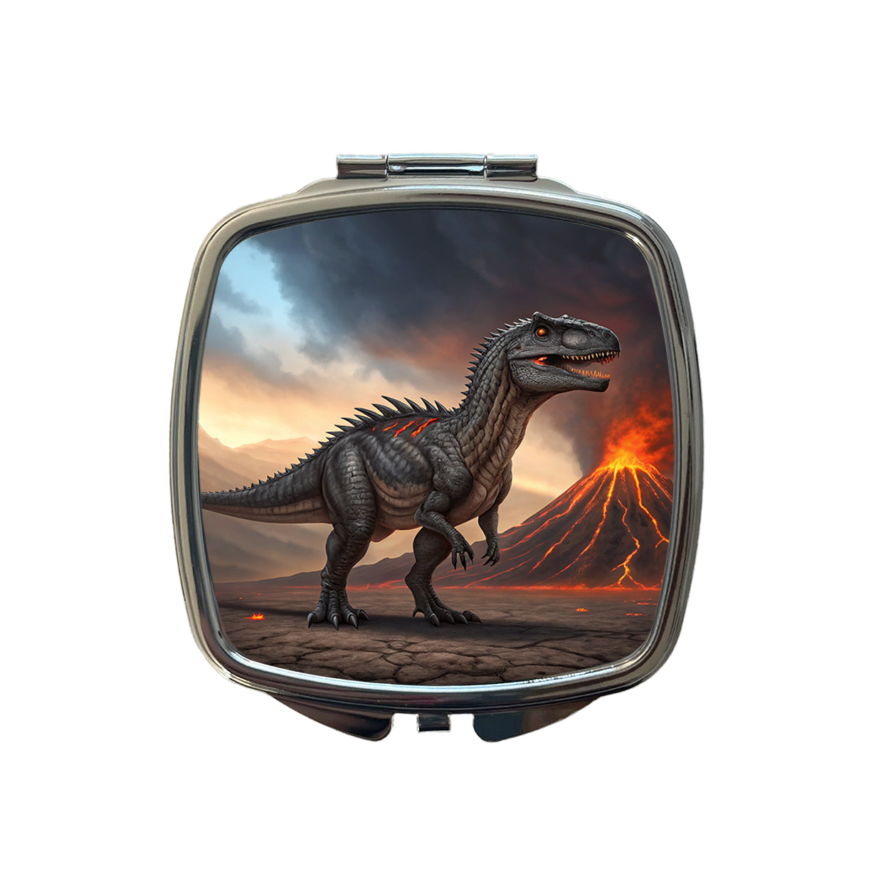 Giganotosaurus Volcano Lava Dinosaur Small Travel Purse Handbag Pocket Makeup Compact Mirror