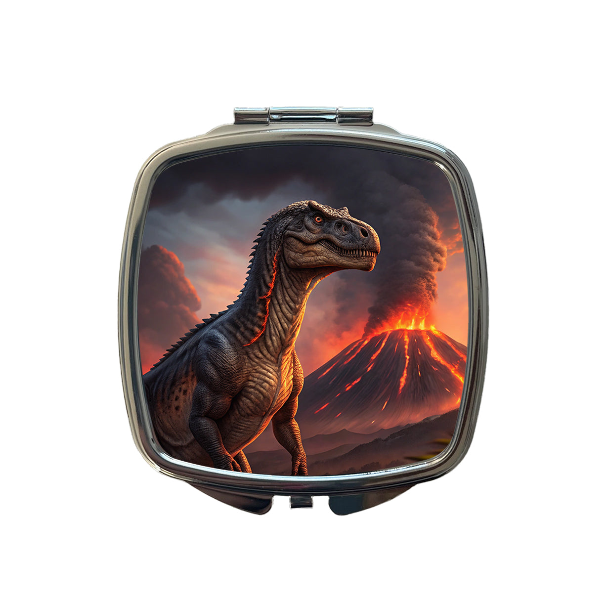 Gigantosaurus Volcano Erupting Dinosaur Small Travel Purse Handbag Pocket Makeup Compact Mirror