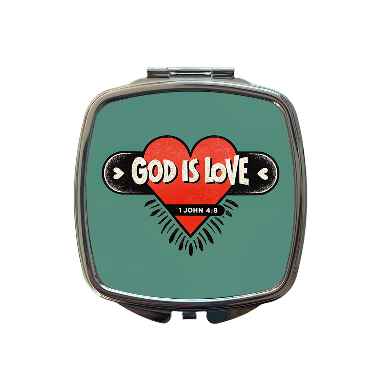 God Is Love Bible Verse Christian Small Travel Purse Handbag Pocket Makeup Compact Mirror