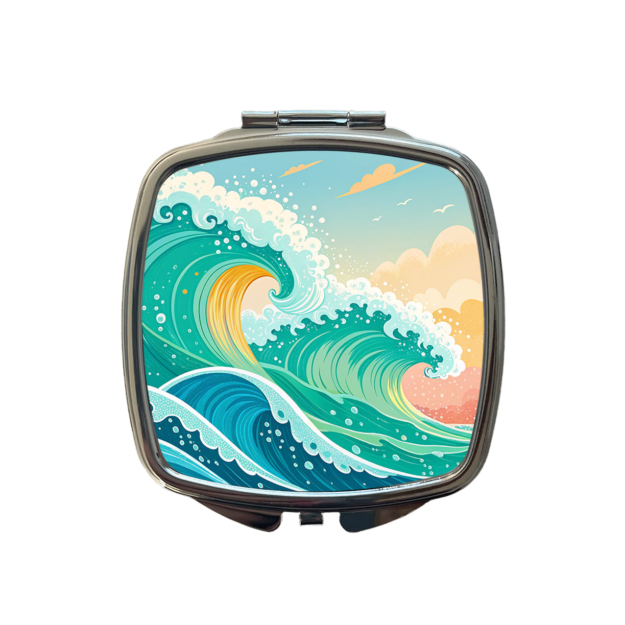 Groovy Ocean Waves Colorful Small Travel Purse Handbag Pocket Makeup Compact Mirror