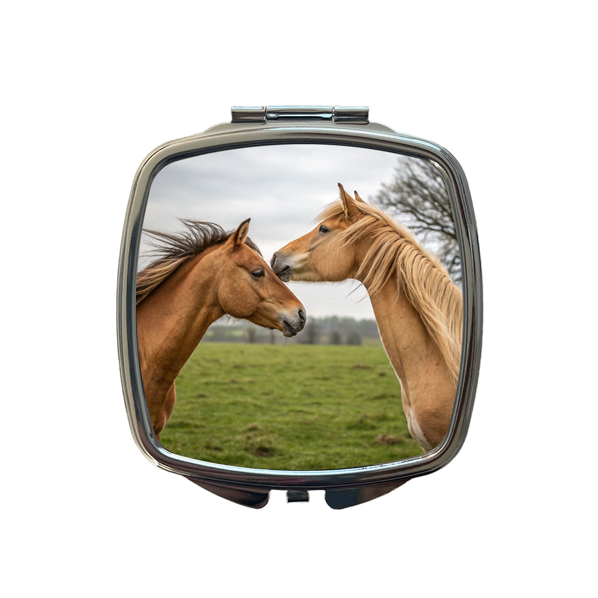 Horses Love Friends Small Travel Purse Handbag Pocket Makeup Compact Mirror