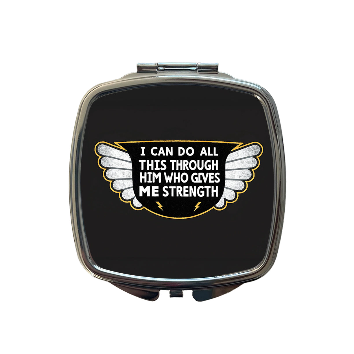 I Can Do All This Through Him Who Gives Me Strength Bible Verse Small Travel Purse Handbag Pocket Makeup Compact Mirror