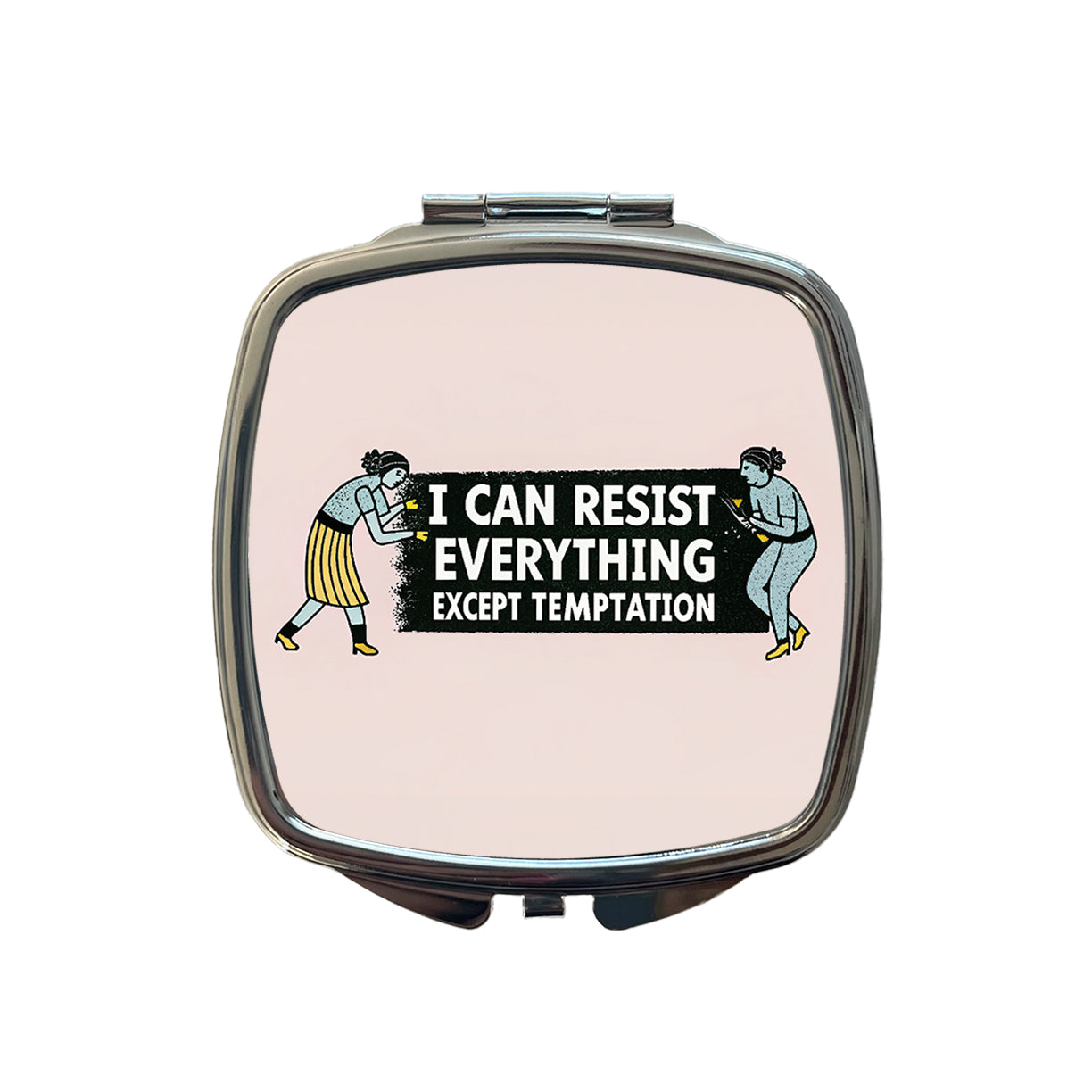 I Can Resist Everything Except Temptation Funny Small Travel Purse Handbag Pocket Makeup Compact Mirror