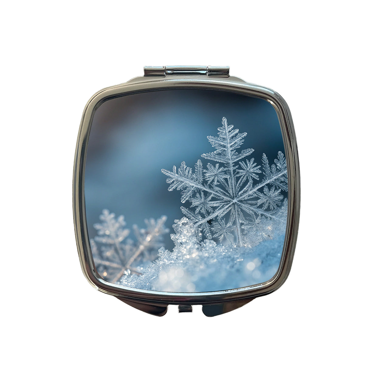 Ice Crystals Close Up Icy Snowflake Small Travel Purse Handbag Pocket Makeup Compact Mirror