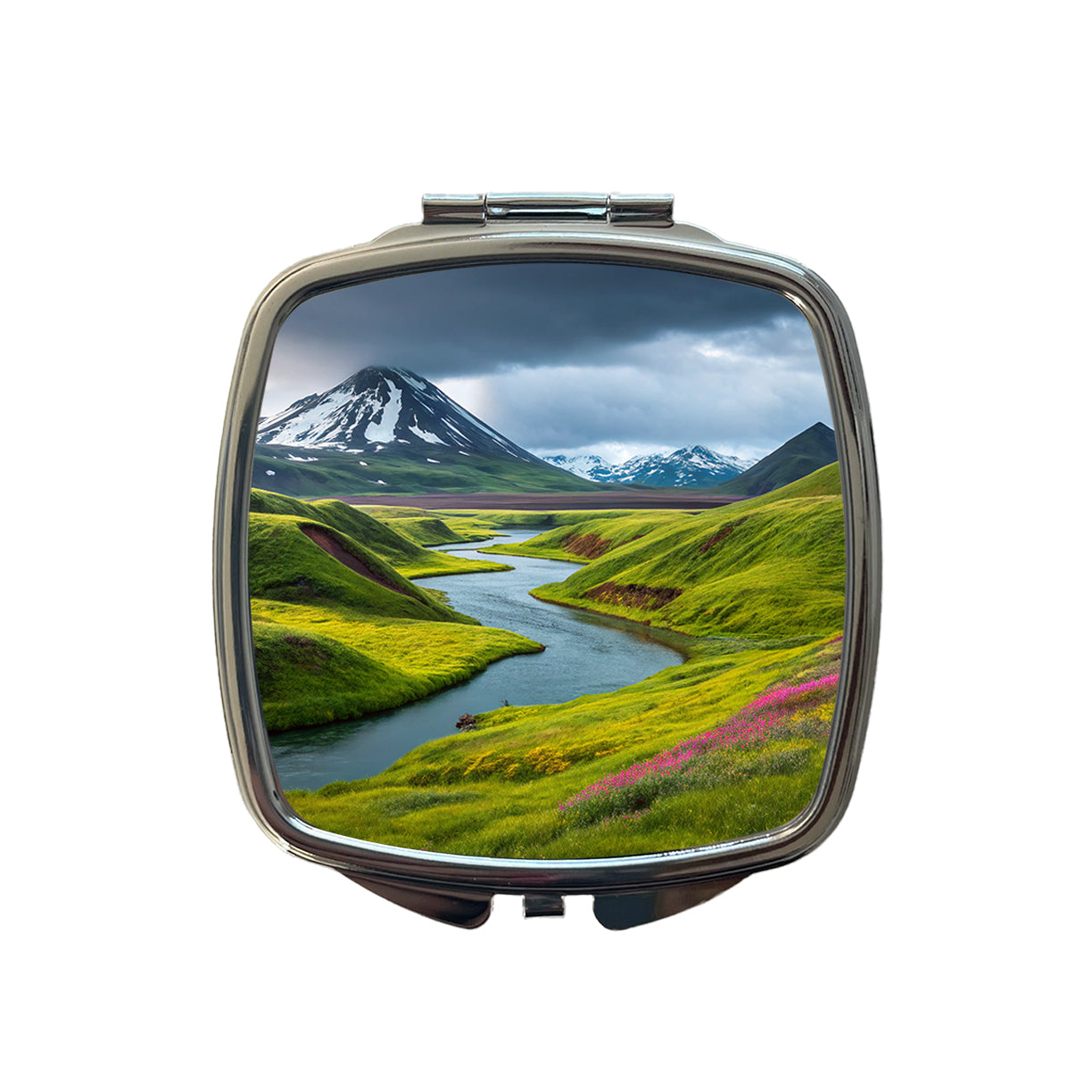 Iceland Beautiful Mountains Small Travel Purse Handbag Pocket Makeup Compact Mirror