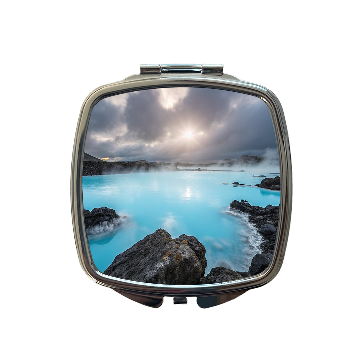 Iceland Blue Lagoon Beautiful Small Travel Purse Handbag Pocket Makeup Compact Mirror