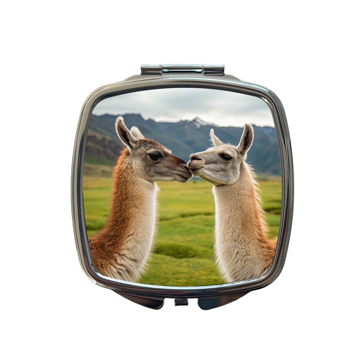 Llamas Kissing Love Small Travel Purse Handbag Pocket Makeup Compact Mirror