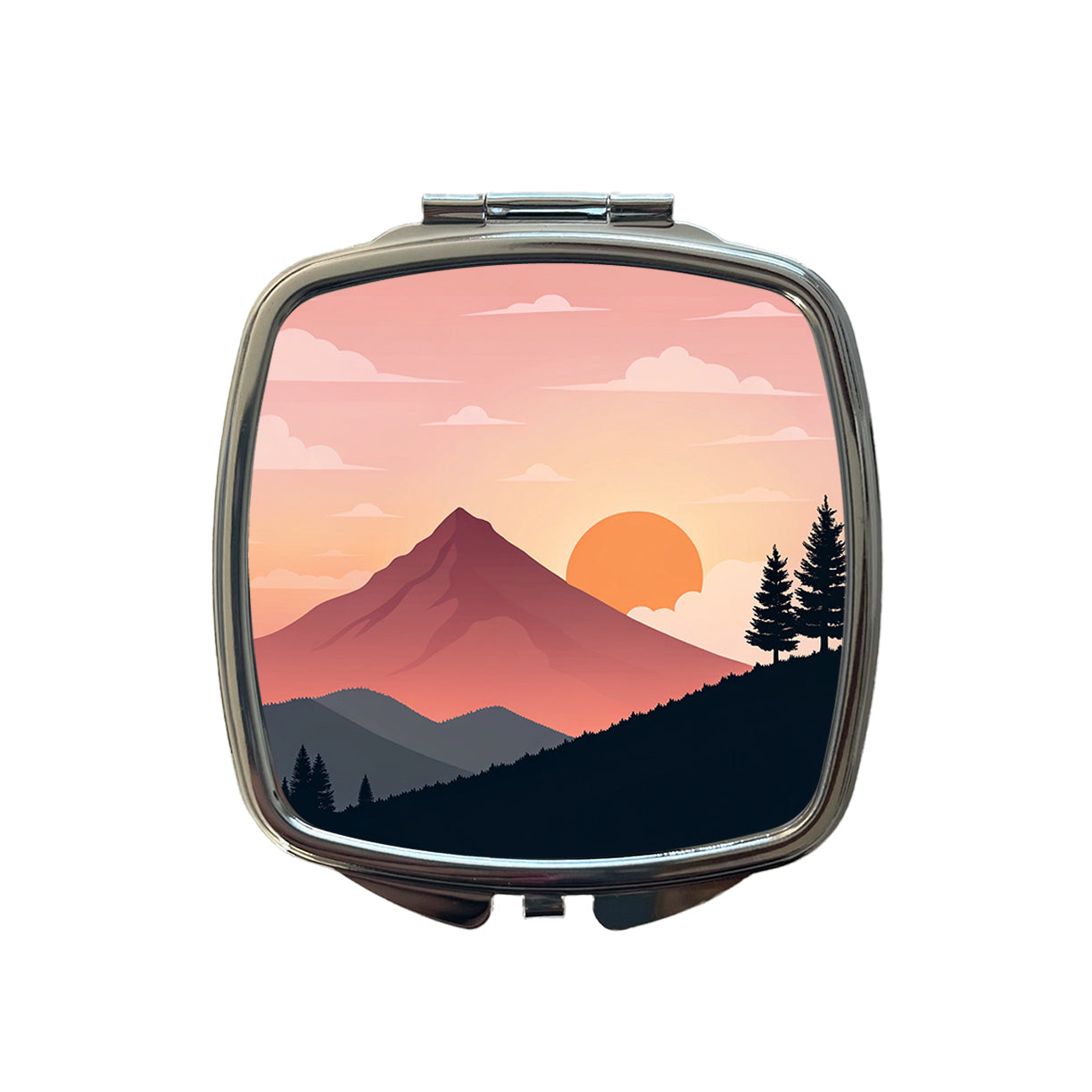 Lovely Mountain Sunset Small Travel Purse Handbag Pocket Makeup Compact Mirror