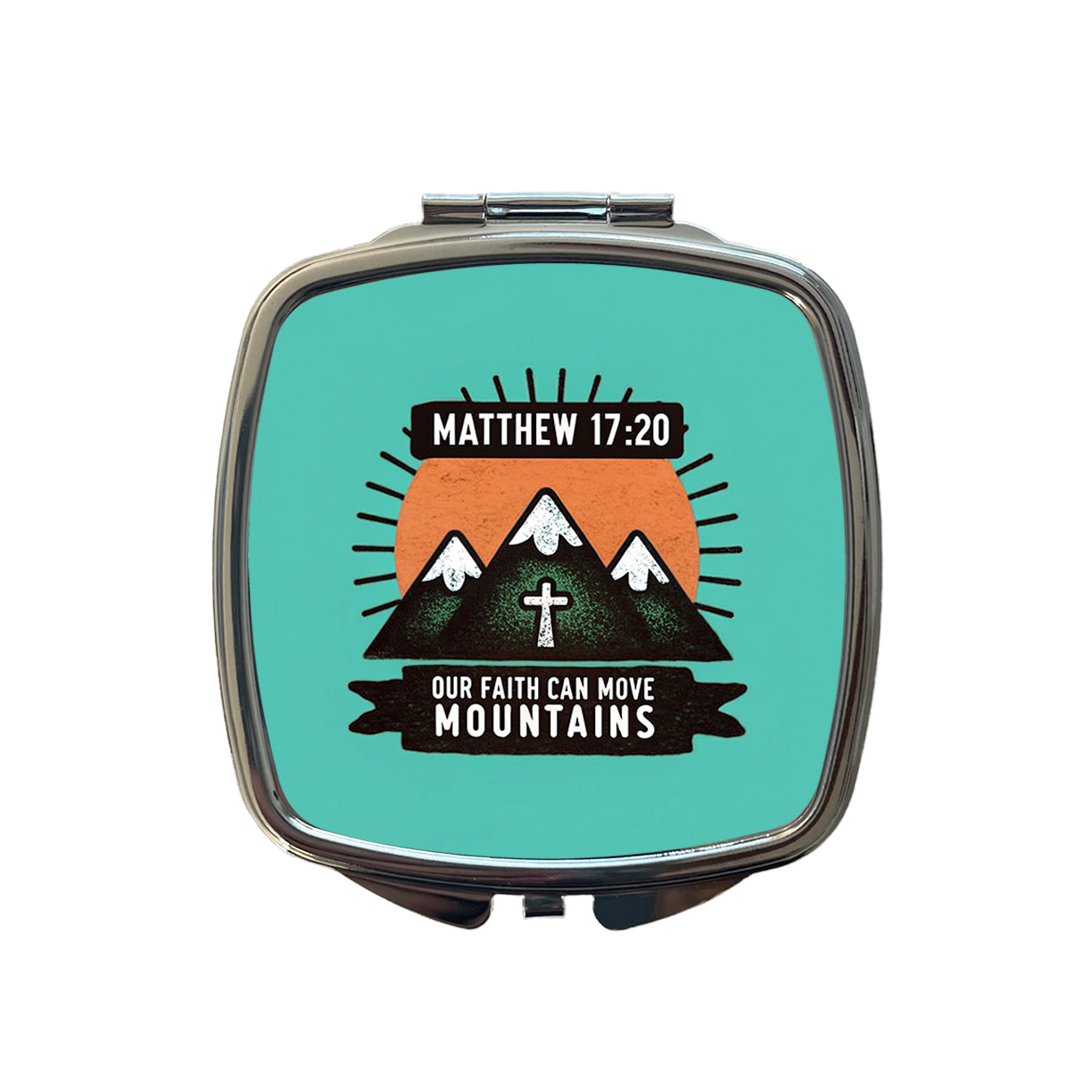 Matthew Our Faith Can Move Mountains Bible Verse Small Travel Purse Handbag Pocket Makeup Compact Mirror
