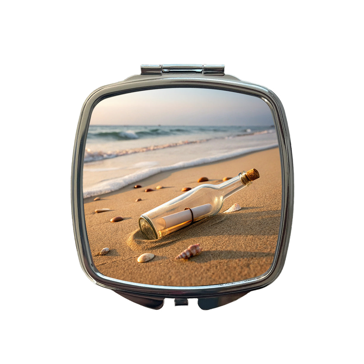 Message In A Bottle Beach Ocean Small Travel Purse Handbag Pocket Makeup Compact Mirror