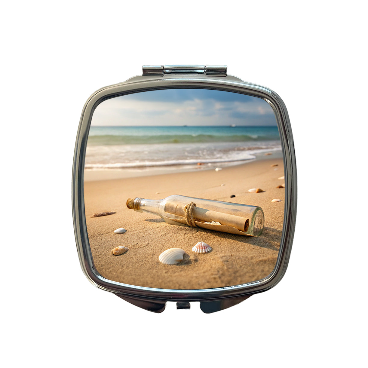 Message In A Bottle On Beach Small Travel Purse Handbag Pocket Makeup Compact Mirror