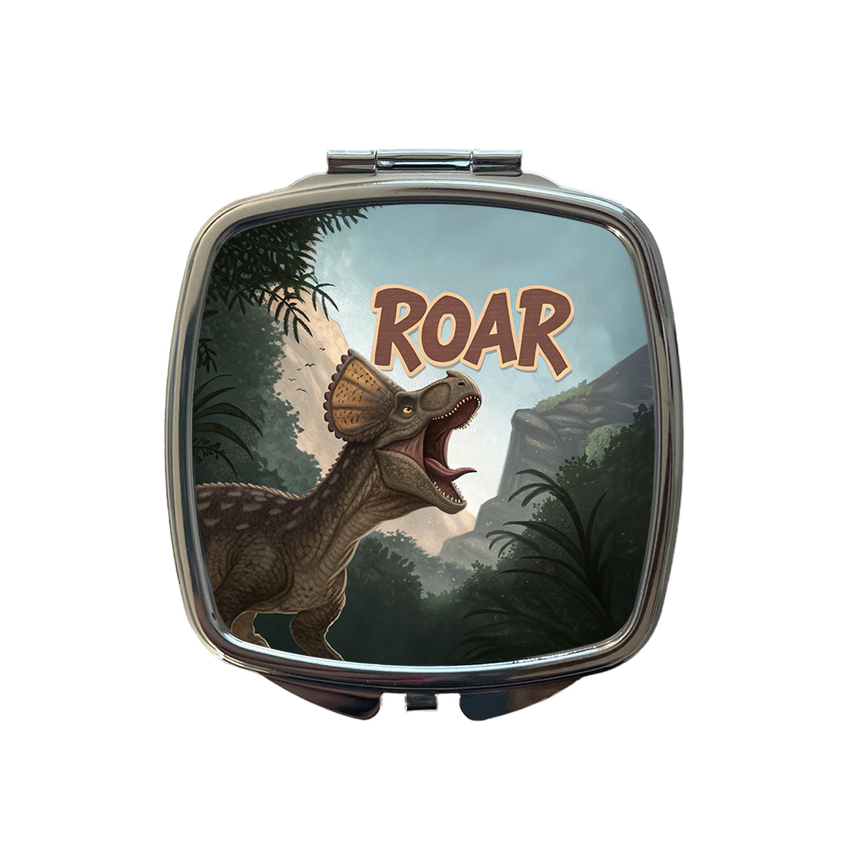 Pachycephalosaurus Roar Bold Dinosaur Small Travel Purse Handbag Pocket Makeup Compact Mirror