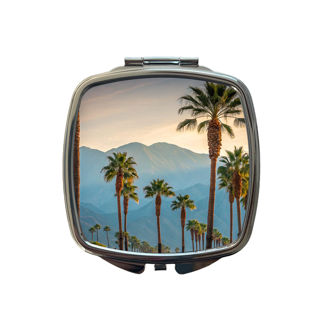Palm Trees Mountains In Background Small Travel Purse Handbag Pocket Makeup Compact Mirror