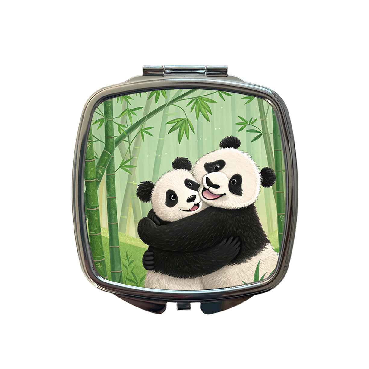 Pandas Hug Love Anniversary Small Travel Purse Handbag Pocket Makeup Compact Mirror