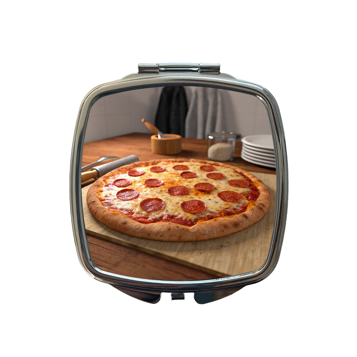 Pepperoni Pizza Yummy Dinner Small Travel Purse Handbag Pocket Makeup Compact Mirror