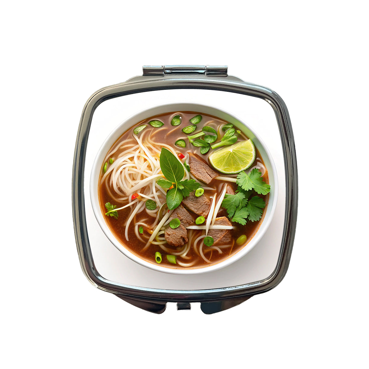 Pho Vietnamese Soup Bowl Small Travel Purse Handbag Pocket Makeup Compact Mirror