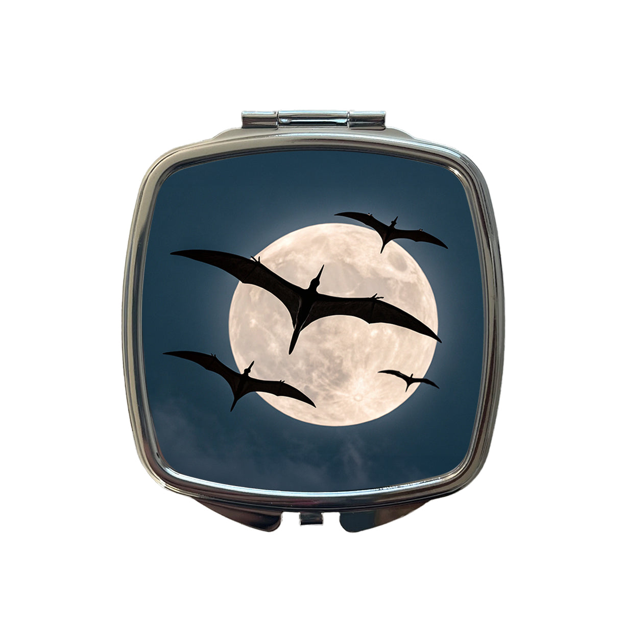 Pterodactylus Silhouettes Night Dinosaurs Small Travel Purse Handbag Pocket Makeup Compact Mirror