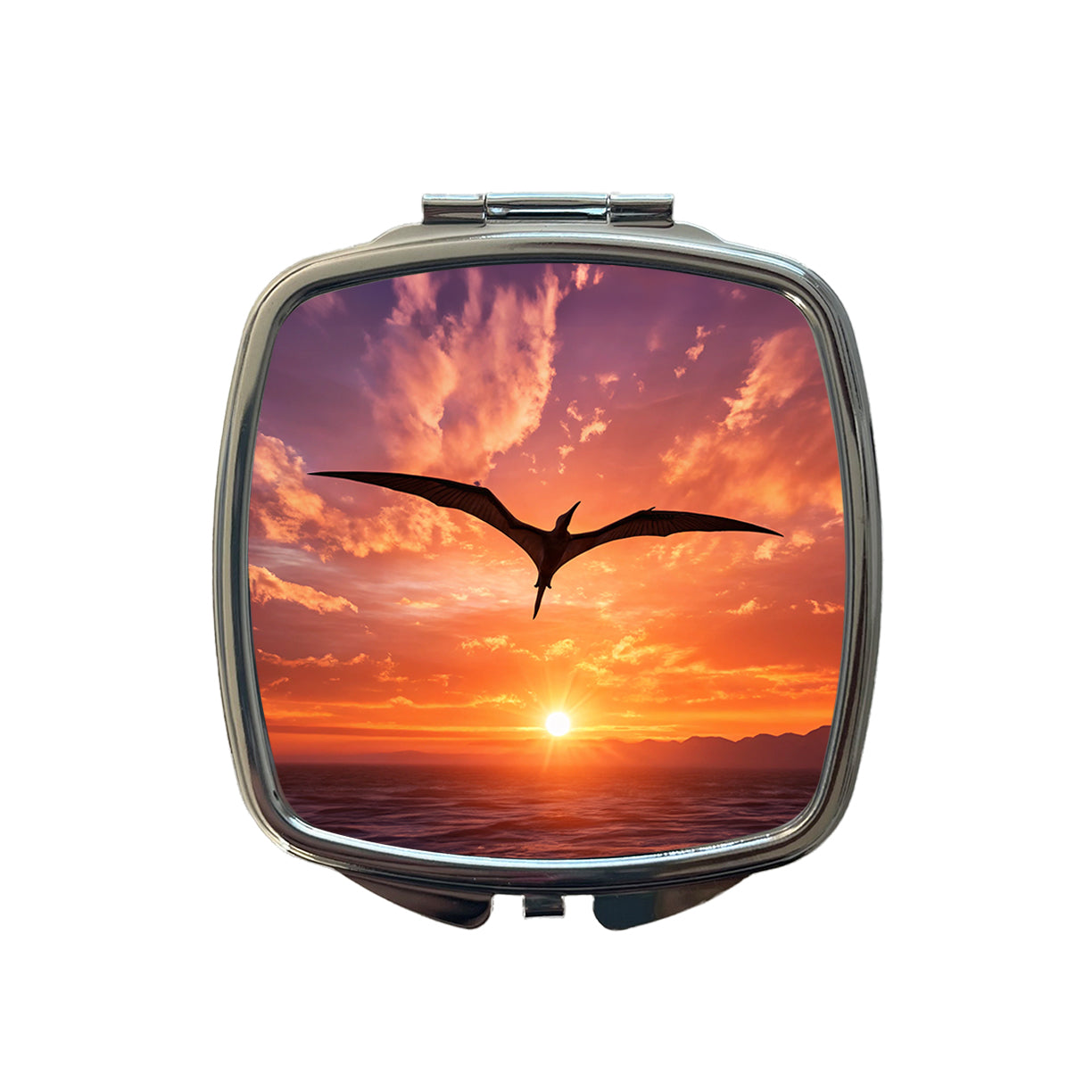Pterodactylus Sunset Flying Dinosaur Small Travel Purse Handbag Pocket Makeup Compact Mirror