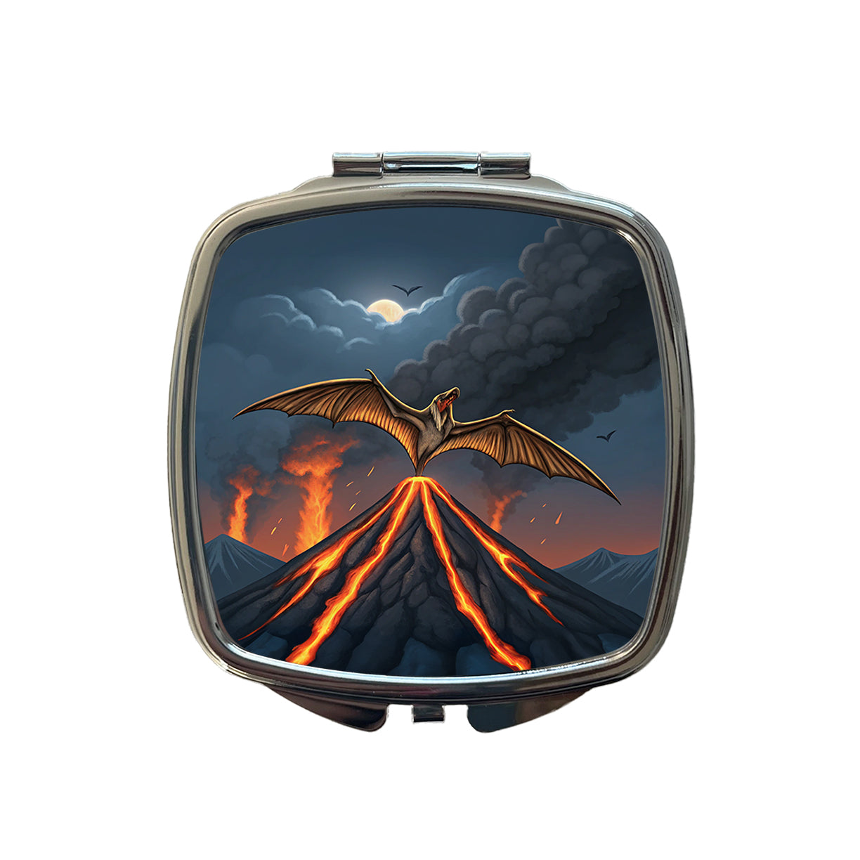 Pterodactylus Volcano Flying Dinosaur Small Travel Purse Handbag Pocket Makeup Compact Mirror