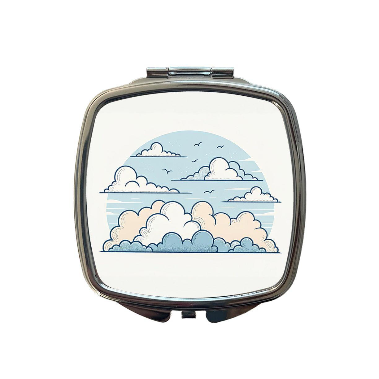 Puffy Clouds Minimalist Cute Sky Small Travel Purse Handbag Pocket Makeup Compact Mirror