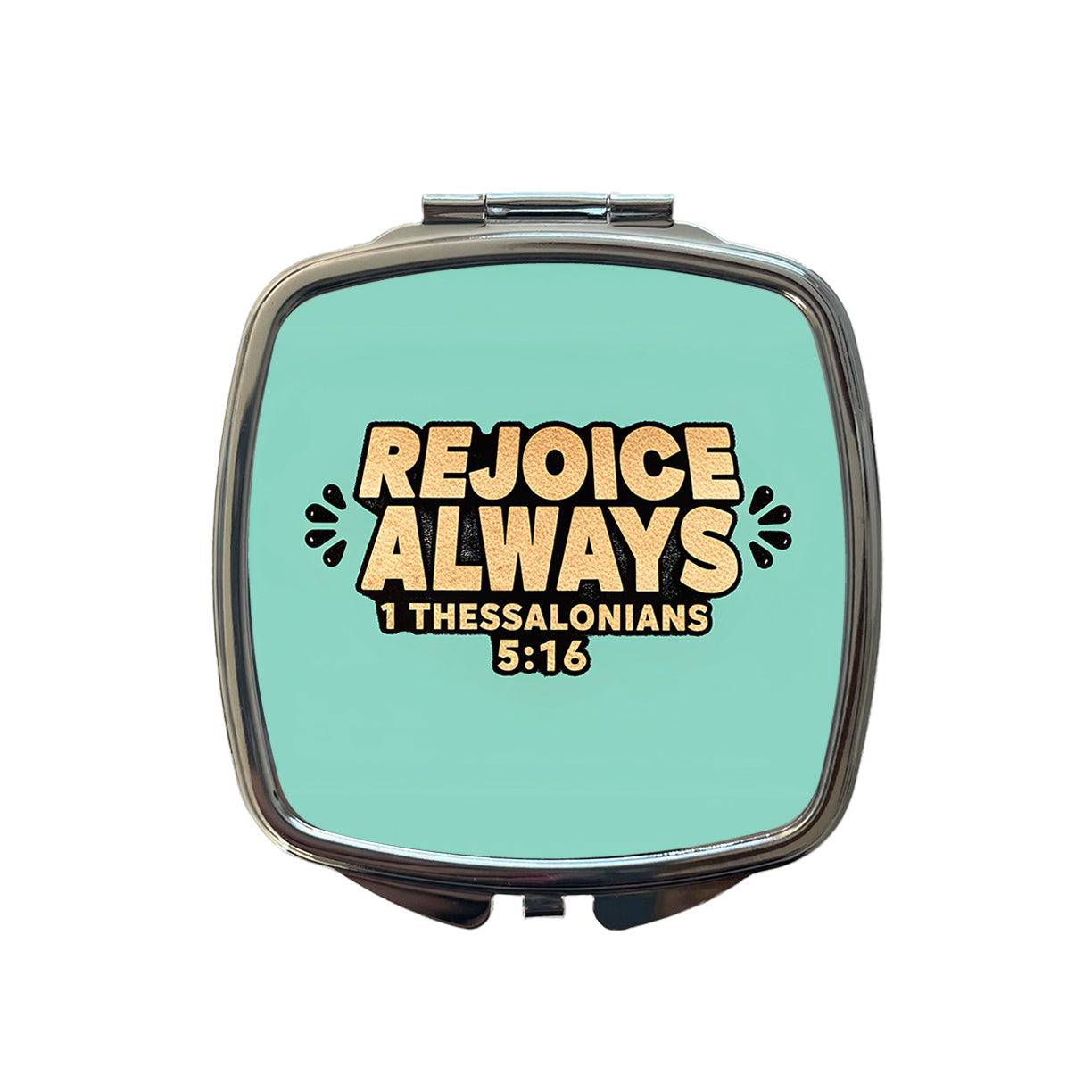 Rejoice Always Bible Verse Small Travel Purse Handbag Pocket Makeup Compact Mirror