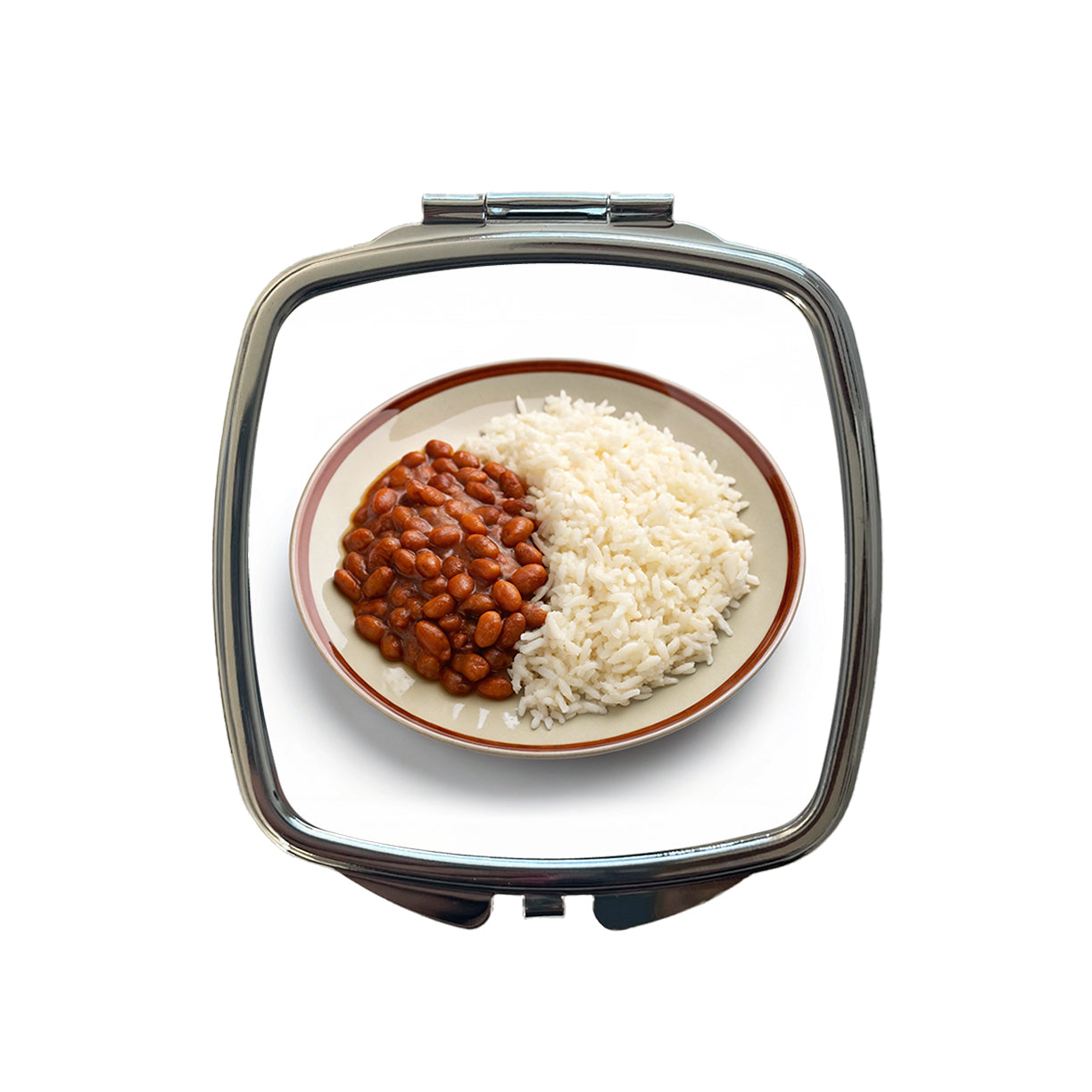 Rice And Beans Cheap Dinner Small Travel Purse Handbag Pocket Makeup Compact Mirror
