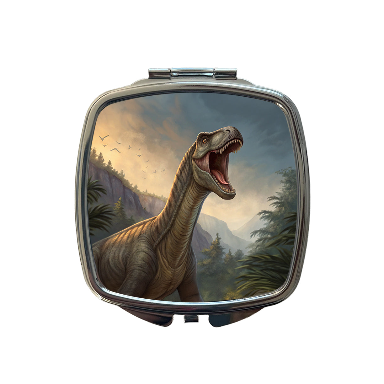 Roaring Argentinosaurus Dinosaur Small Travel Purse Handbag Pocket Makeup Compact Mirror
