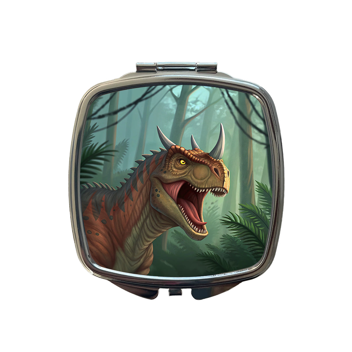 Roaring Carnotaurus Dinosaur Small Travel Purse Handbag Pocket Makeup Compact Mirror