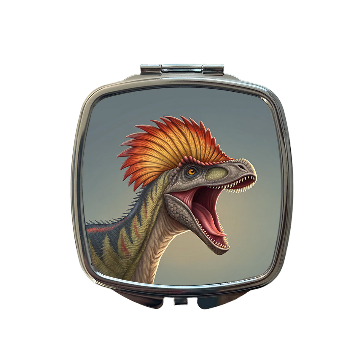 Roaring Dilophosaurus Dinosaur Small Travel Purse Handbag Pocket Makeup Compact Mirror
