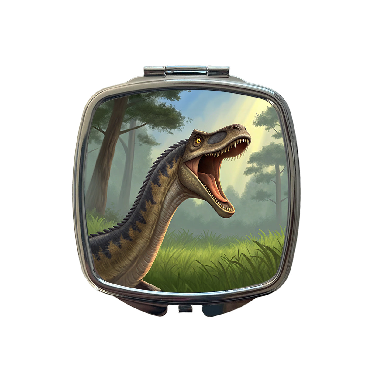 Roaring Diplodocus Dinosaur Forest Small Travel Purse Handbag Pocket Makeup Compact Mirror