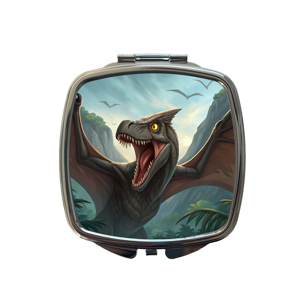 Roaring Pterodactylus Dinosaur Small Travel Purse Handbag Pocket Makeup Compact Mirror