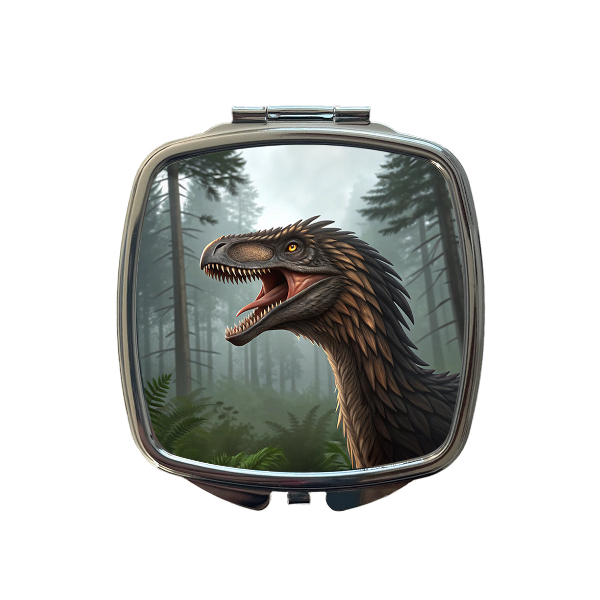 Roaring Raptor Dinosaur Small Travel Purse Handbag Pocket Makeup Compact Mirror