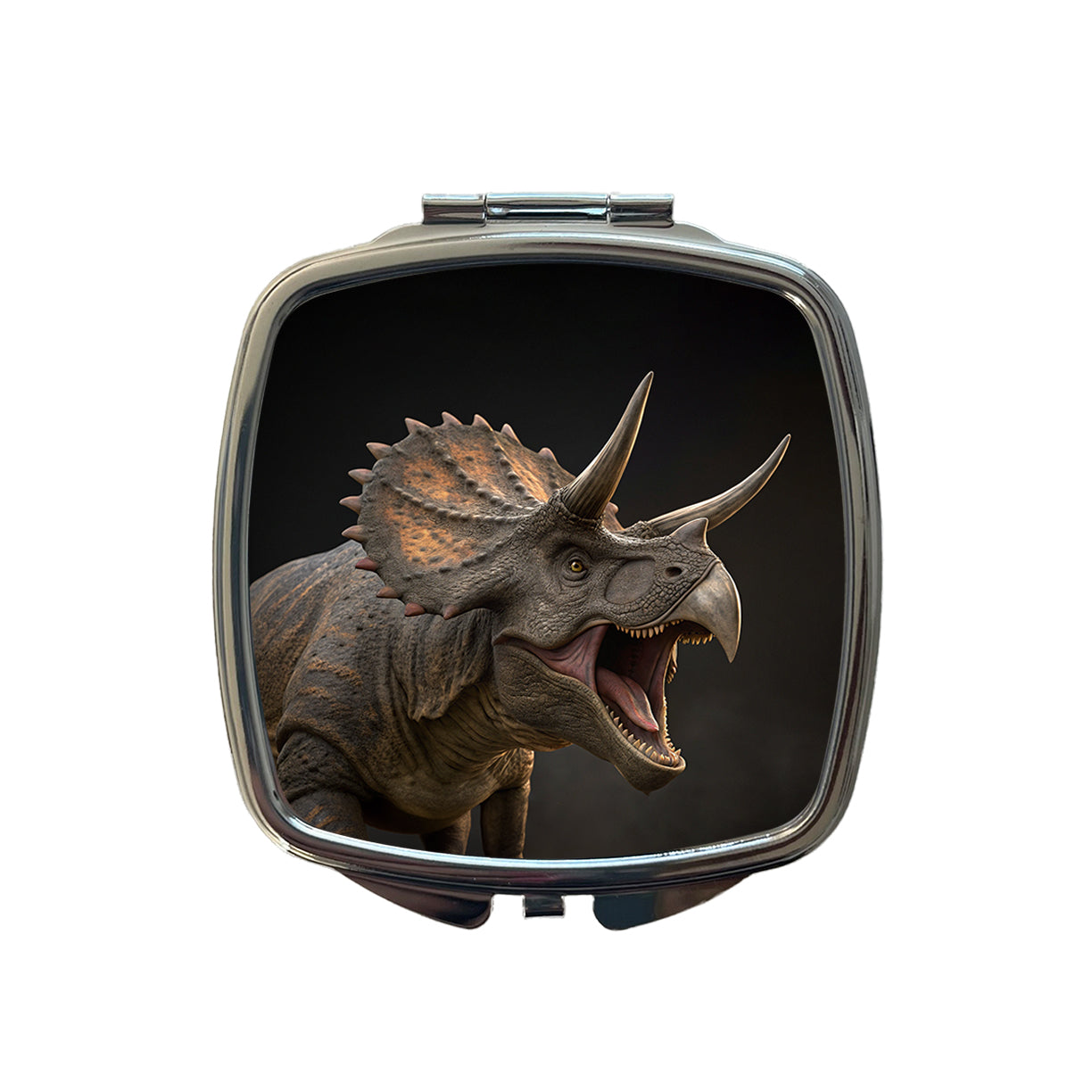 Roaring Triceratops Dinosaur Realistic Small Travel Purse Handbag Pocket Makeup Compact Mirror