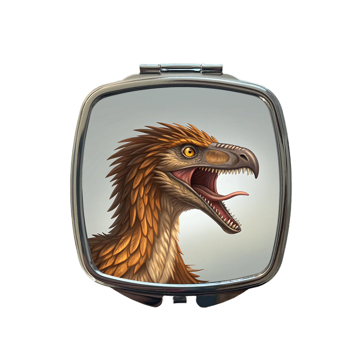 Roaring Troodon Dinosaur Small Travel Purse Handbag Pocket Makeup Compact Mirror
