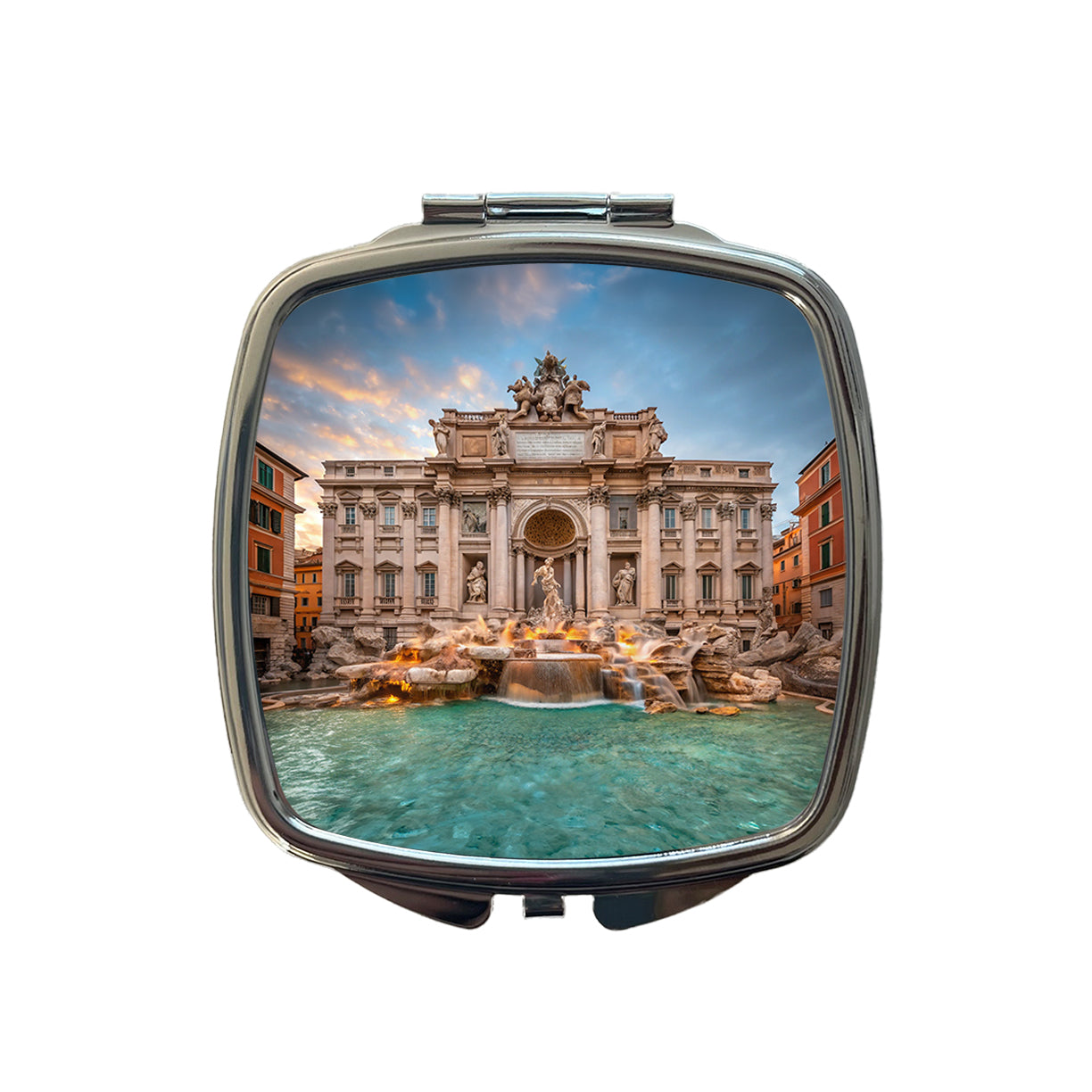 Rome Italy Trevi Fountain Travel History Small Travel Purse Handbag Pocket Makeup Compact Mirror