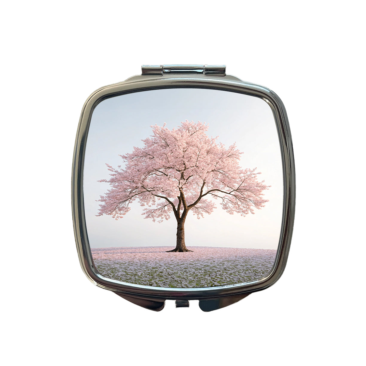 Sakura Cherry Blossom Tree Pink Flower Small Travel Purse Handbag Pocket Makeup Compact Mirror