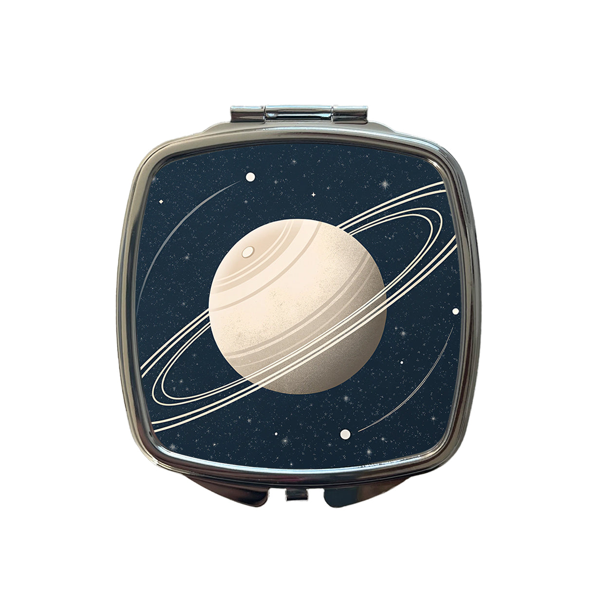 Saturn Planet Rings Space Small Travel Purse Handbag Pocket Makeup Compact Mirror