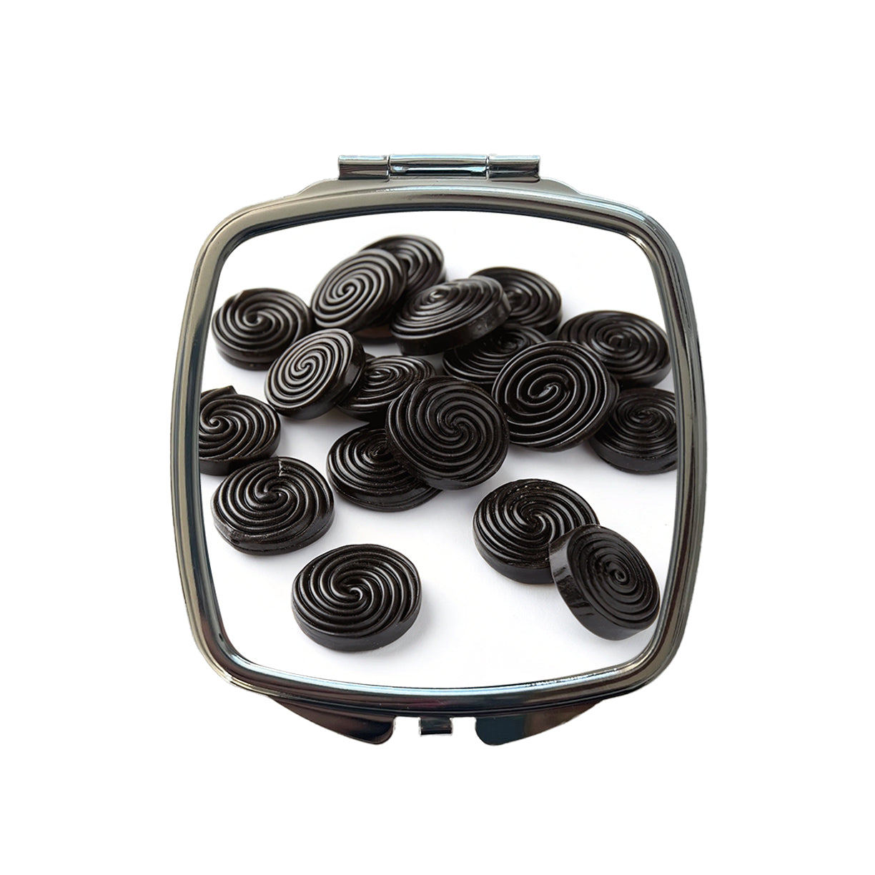 Scattered Black Licorice Small Travel Purse Handbag Pocket Makeup Compact Mirror