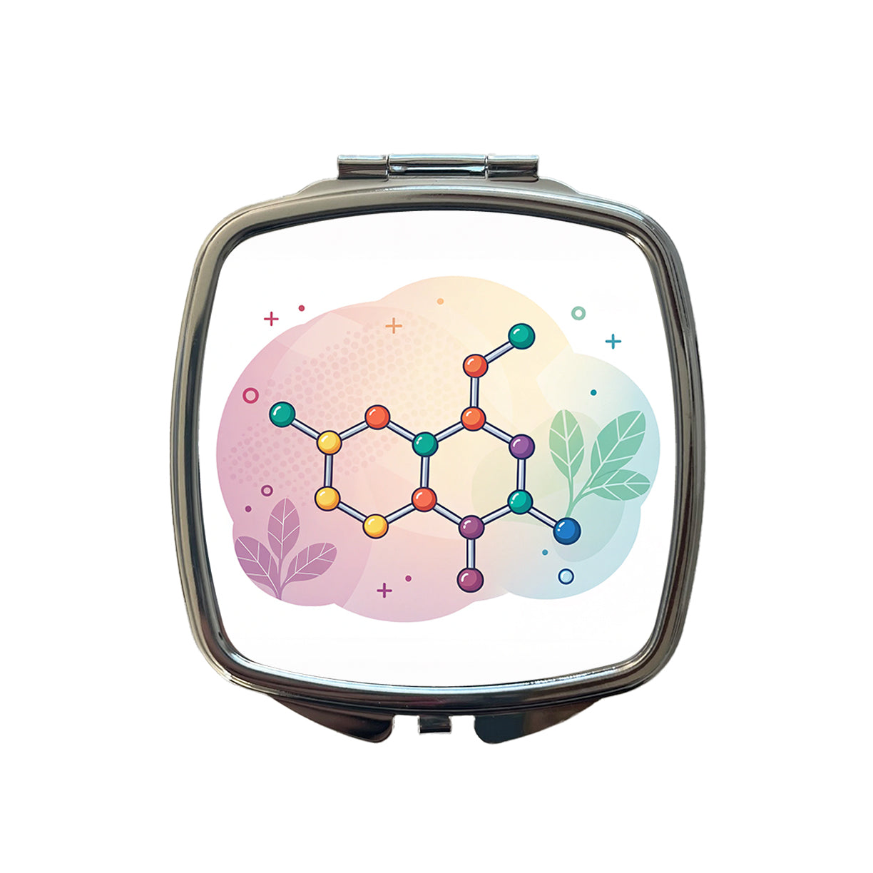 Serotonin Molecule Aesthetic Science Small Travel Purse Handbag Pocket Makeup Compact Mirror