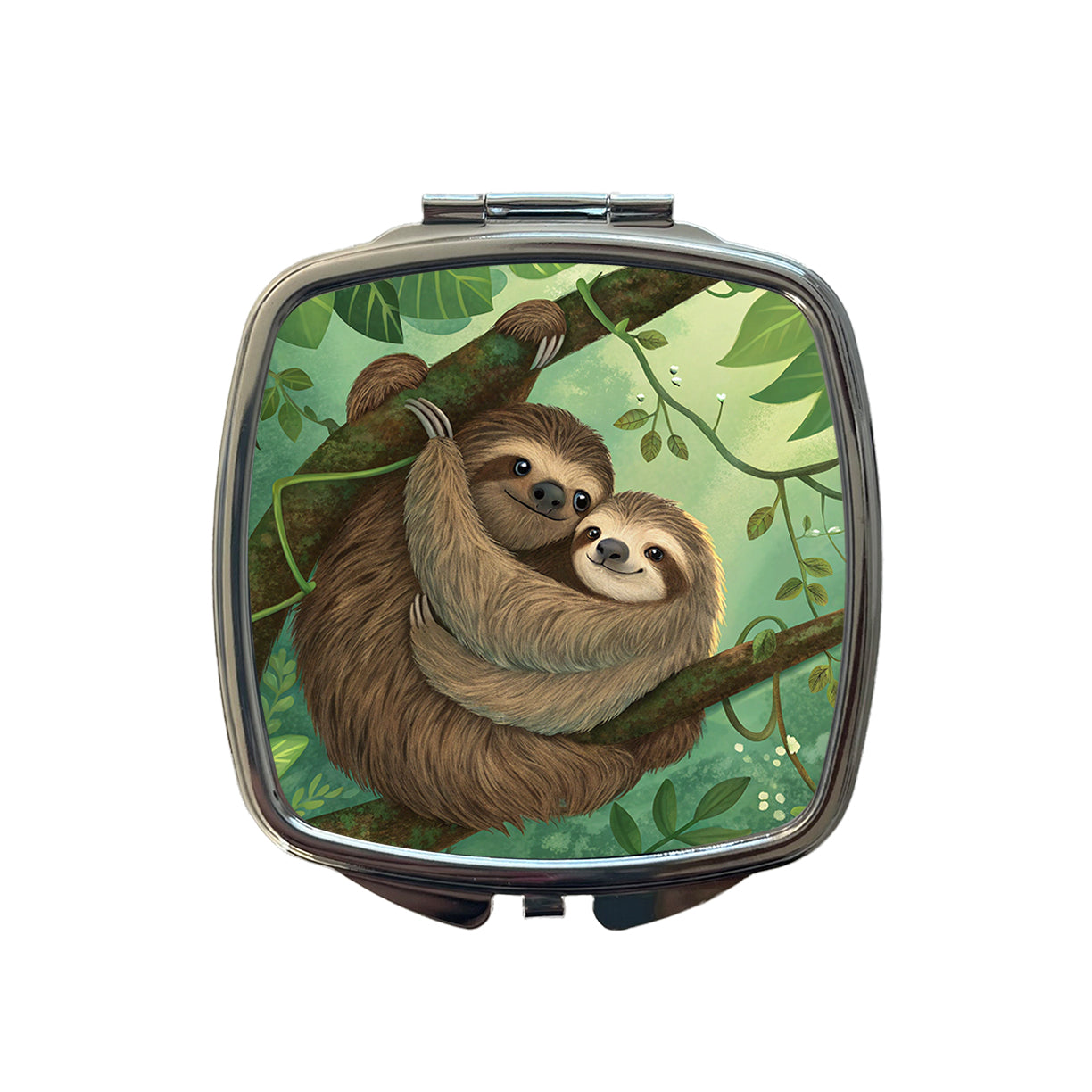 Sloths Hugging Love Small Travel Purse Handbag Pocket Makeup Compact Mirror