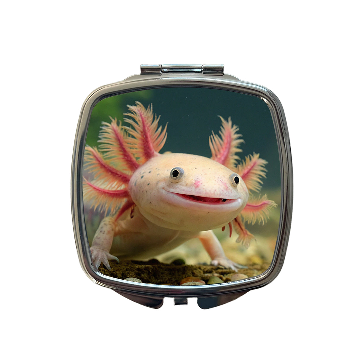 Smiling Axolotl Adorable Small Travel Purse Handbag Pocket Makeup Compact Mirror