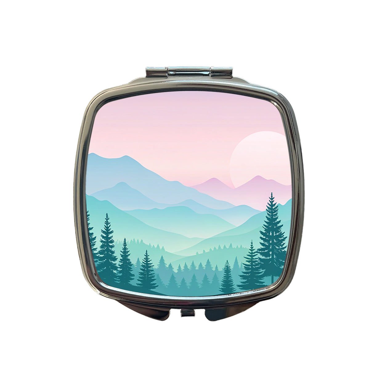 Soft Gradient Pastels Mountains Small Travel Purse Handbag Pocket Makeup Compact Mirror